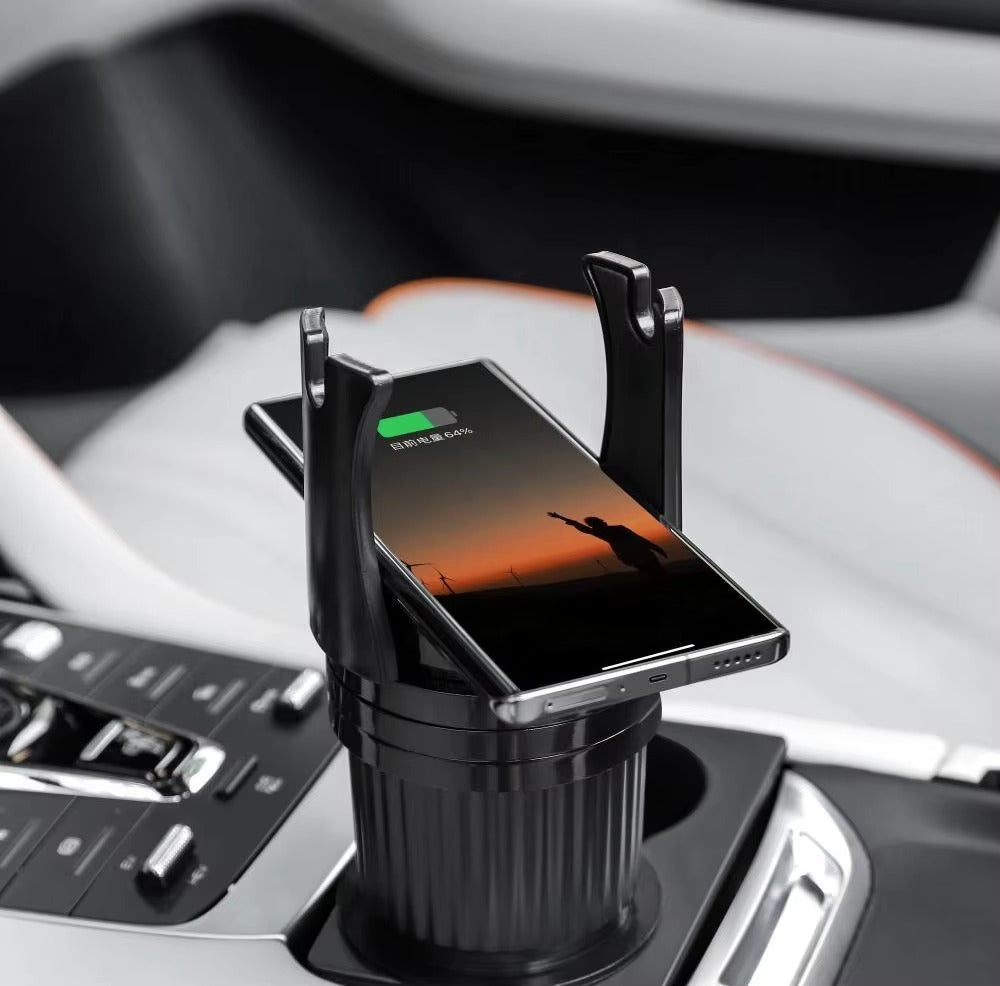 Portavasos Multifunción con Cargador Inalámbrico para Carro