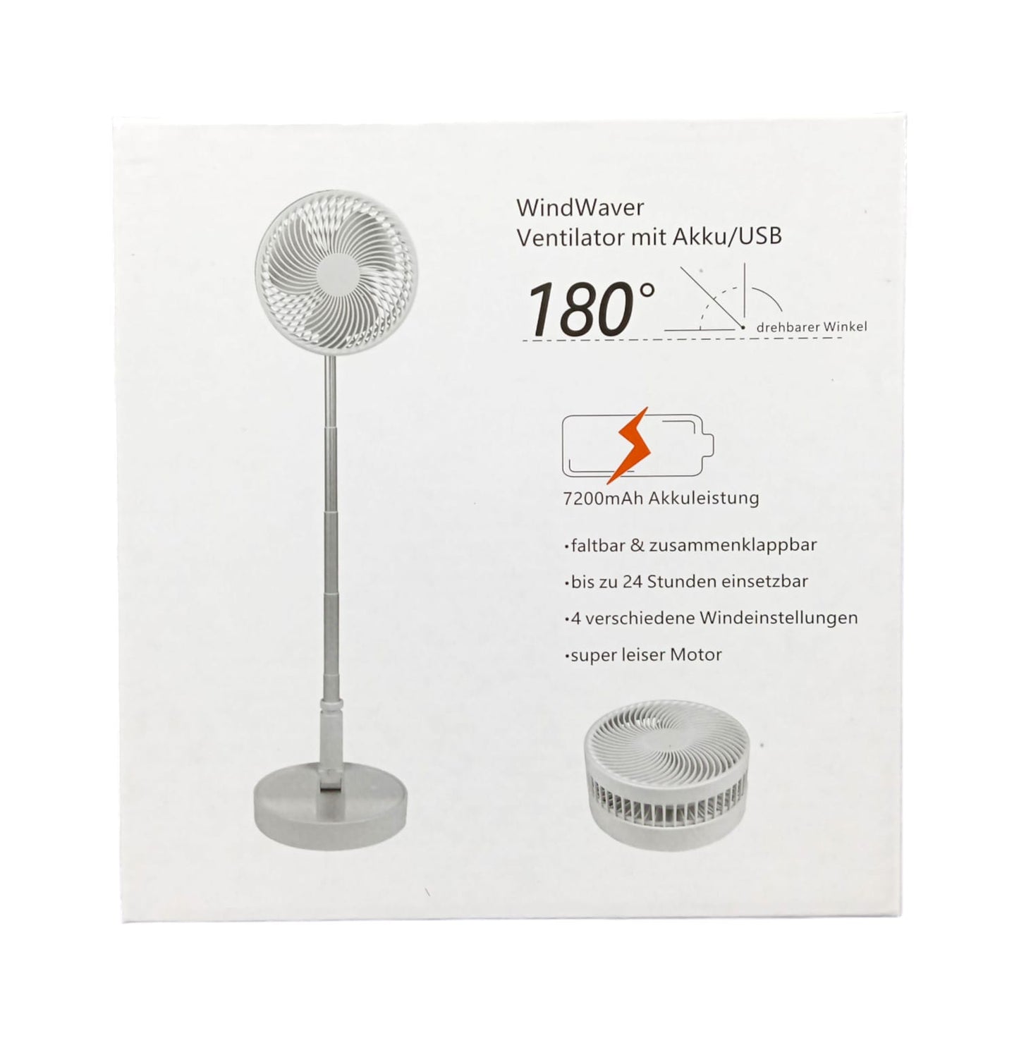 Ventilador plegable portátil con batería y control remoto en escritorio moderno