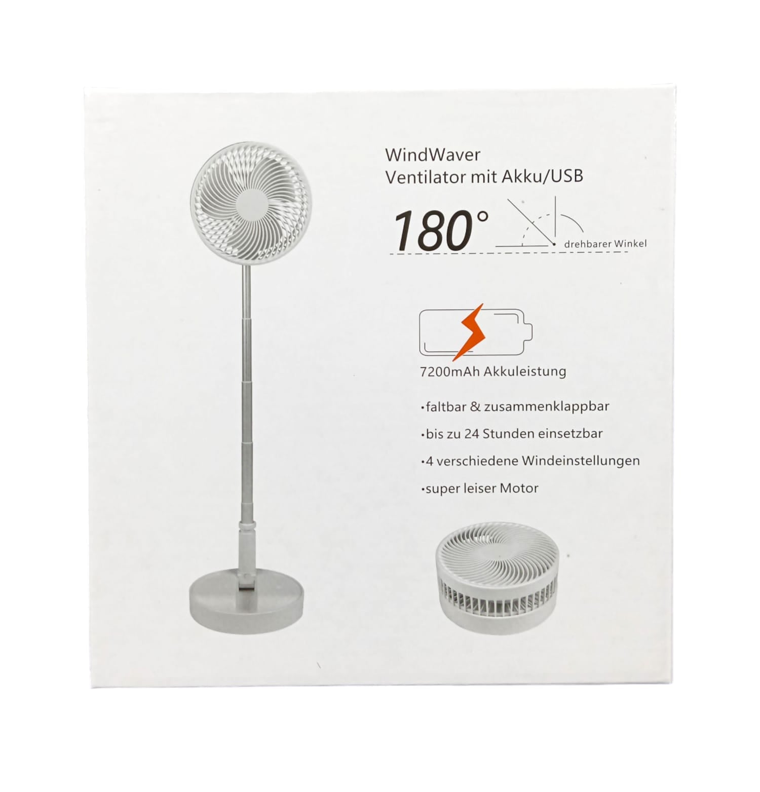 Ventilador plegable portátil con batería y control remoto en escritorio moderno