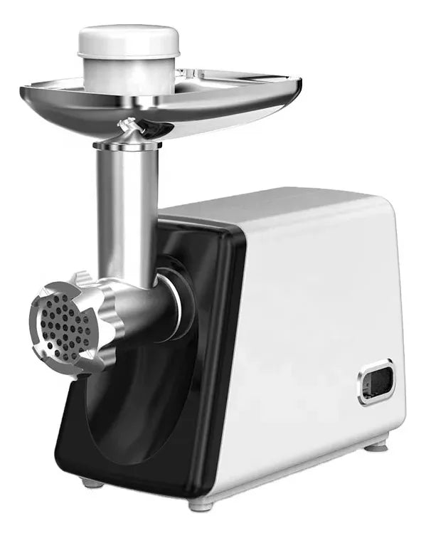 Molino picador eléctrico Sokany con accesorios de acero inoxidable sobre una cocina

